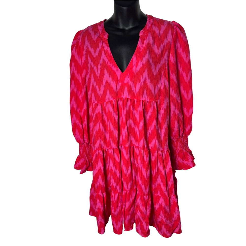 Tuckernuck pomander place ikat kenzo dress large hot pink chevron zig zag